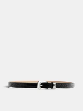 Western Leather Lizard Belt / Black