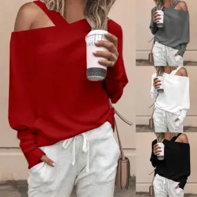 Women's Off-shoulder Long Sleeve T-shirt